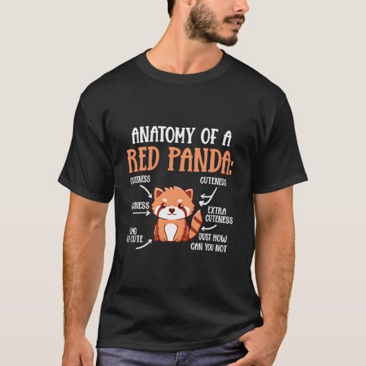 レッドパンダの解剖学 科学 動物学者 パンダ Tシャツ (正面)