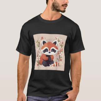 レッドパンダアンドさくらんぼブロッサムイラストレーションスウィートワ Tシャツ