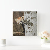 レッドパンダウォールクロック スクエア壁時計 (ホーム)