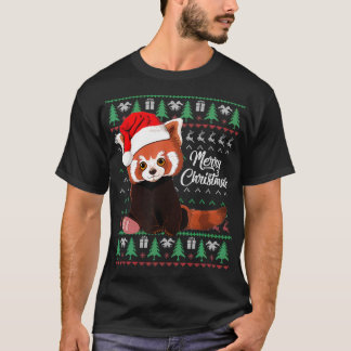 レッドパンダクリスマス醜いセーターメリークリスマスパジャマ Tシャツ