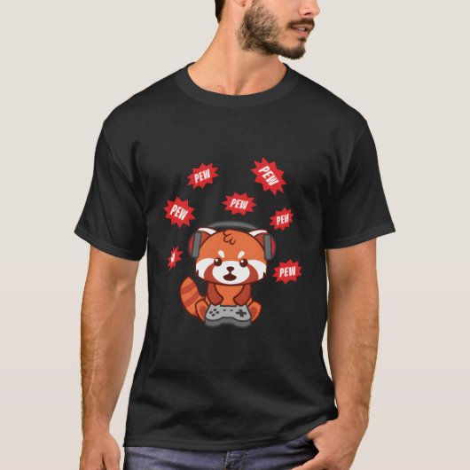レッドパンダゲーマービデオゲーム Tシャツ (正面)