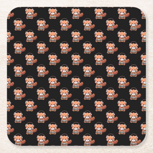 レッドパンダゲーマー スクエアペーパーコースター (正面)