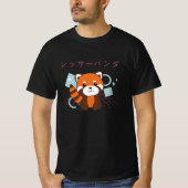 レッドパンダジャパンレトロ90年代かわいいアニメ動物 Tシャツ (正面)