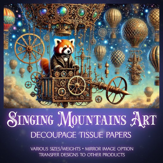 レッドパンダステームパンクお洒落アドベンチャーデコップページ 薄葉紙