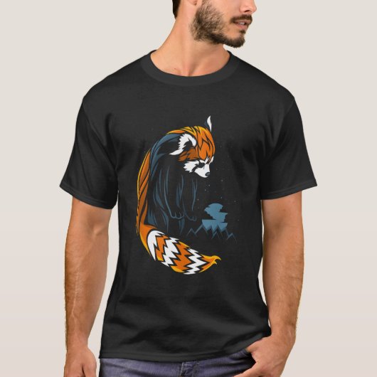 レッドパンダタトゥースタイル Tシャツ (正面)
