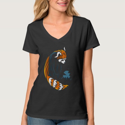 レッドパンダタトゥースタイル Tシャツ (正面)