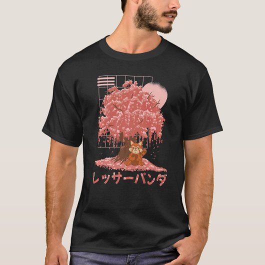 レッドパンダデイさくらんぼ花開花ピンク桜Tr Tシャツ (正面)