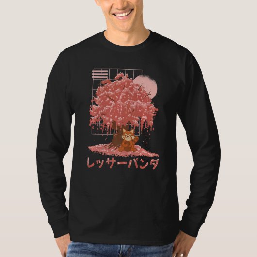 レッドパンダデイさくらんぼ花開花ピンク桜Tr Tシャツ (正面)