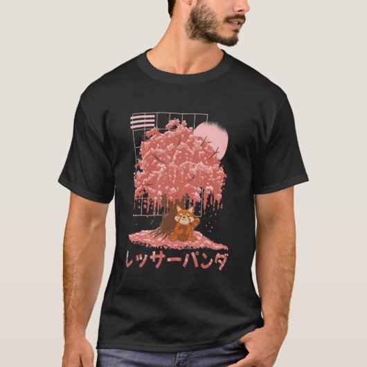 レッドパンダデイさくらんぼ花開花ピンク桜Tr Tシャツ (正面)