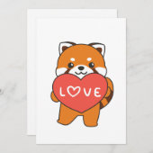 レッドパンダバレンタインデーかわいい動物ハートH シーズンカード (正面/裏面)