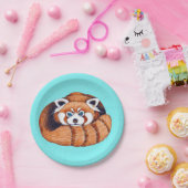 レッドパンダベアオンターコイズ ペーパープレート (パーティー)