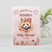 レッドパンダベアーベイビーシャワーへようこそ 招待状 (スタンド正面)