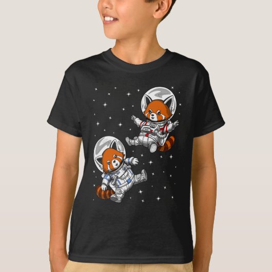 レッドパンダベア宇宙宇宙飛行士 Tシャツ (正面)