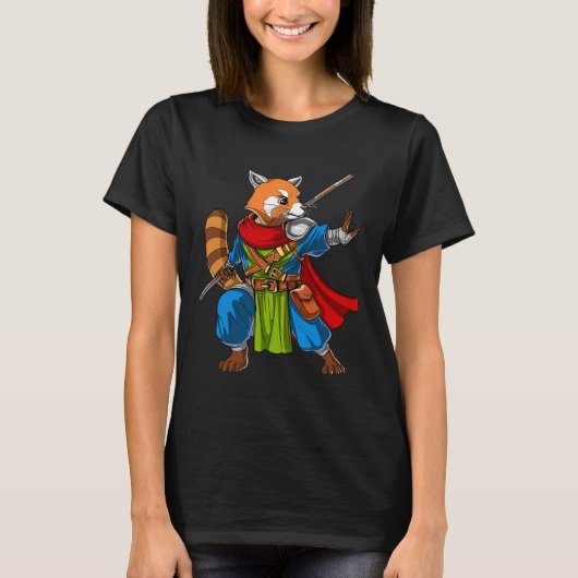 レッドパンダベア忍者サムライおもしろいウォリアーKung Fu Tシャツ (正面)