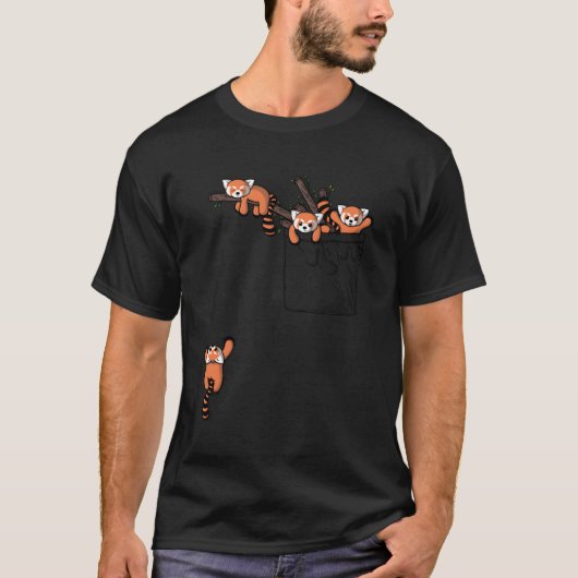 レッドパンダベア遊ズポケット Tシャツ (正面)
