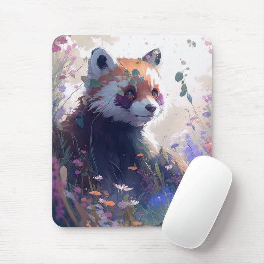 レッドパンダポートレート絵画動物の野生生物林 マウスパッド (マウス)