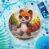 レッドパンダライド ペーパープレート (パーティー)