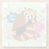 レッドパンダロータスフラワーズヘンナ ガラスコースター (裏面)