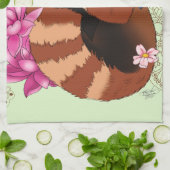 レッドパンダロータスフラワーズヘンナ キッチンタオル (折り畳み)