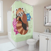 レッドパンダロータスフラワーズヘンナ シャワーカーテン (インサイチュ)