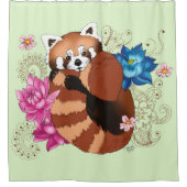 レッドパンダロータスフラワーズヘンナ シャワーカーテン (正面)