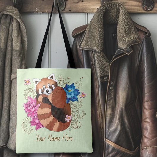 レッドパンダロータスフラワーズヘンナ トートバッグ