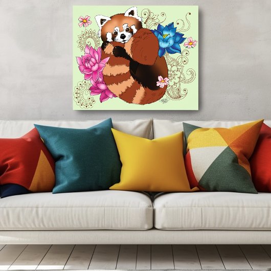 レッドパンダロータスフラワーズヘンナ ポスター