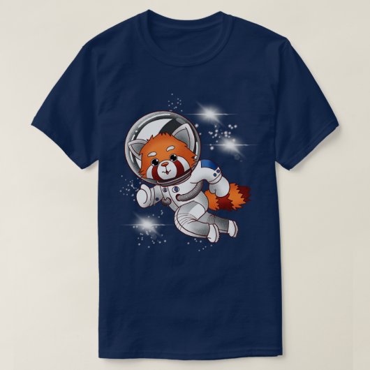 レッドパンダ宇宙宇宙飛行士 Tシャツ (デザイン正面)