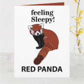 レッドパンダ感じの眠いおもしろいレッドパンダ カード (黄色い花)