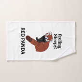 レッドパンダ感じの眠いおもしろいレッドパンダ ハンドタオル (ハンドタオル)