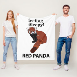 レッドパンダ感じの眠いおもしろいレッドパンダ フリースブランケット
