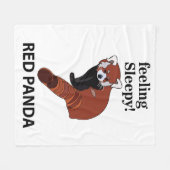 レッドパンダ感じの眠いおもしろいレッドパンダ フリースブランケット (正面(横))