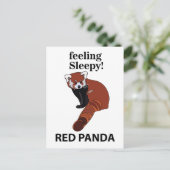 レッドパンダ感じの眠いおもしろいレッドパンダ ポストカード (スタンド正面)