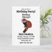 レッドパンダ感じズスリーピーおもしろいレッドパンダ誕生日 招待状 (スタンド正面)