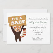 レッドパンダ新生児ジャングルベビーシャワー招待状 招待状 (正面)