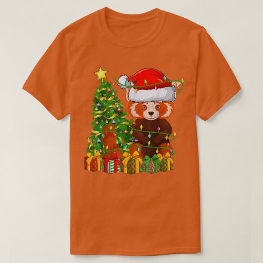レッドパンダ照明クリスマスツリーマッチングレッドパンダCh Tシャツ (デザイン正面)