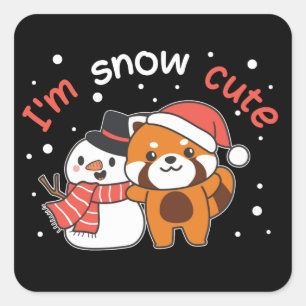 レッドパンダ私は雪かわいい雪だるまスノープンスクエアセント スクエアシール