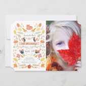 レッドパンダ紅葉フォト誕生日 招待状 (正面)