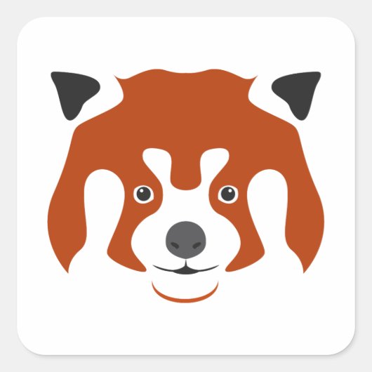 レッドパンダ顔 スクエアシール (正面)