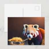 レッドパンダ食べ物のスパゲッティ葉書 ポストカード (正面/裏面)