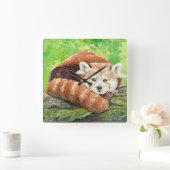 レッドパンダ スクエア壁時計 (ホーム)