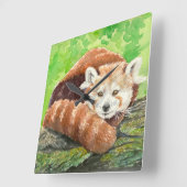 レッドパンダ スクエア壁時計 (傾斜)