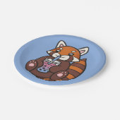 レッドパンダ&バブルティー紙プレート ペーパープレート (アングル)