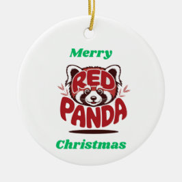 レッドパンダ メリークリスマス セラミックオーナメント