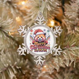 レッドパンダ メリークリスマス 12/25/25 スノーフレークピューターオーナメント