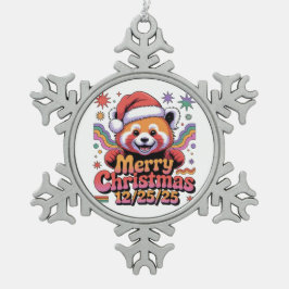 レッドパンダ メリークリスマス 12/25/25 スノーフレークピューターオーナメント