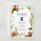 レッドパンドラ(PANDAS)インザフォレストブラック誕生日 招待状 (正面)