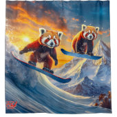 レッドパンドラ(PANDAS)スノーボードデザインバイリッチアムエヌギル シャワーカーテン (正面)