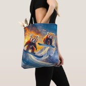 レッドパンドラ(PANDAS)スノーボードデザインバイリッチアムエヌギル トートバッグ (クローズアップ)