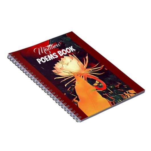 レッドパーソナライズされたエキゾチックBramhaロータスフローラ詩 ノートブック (右側)